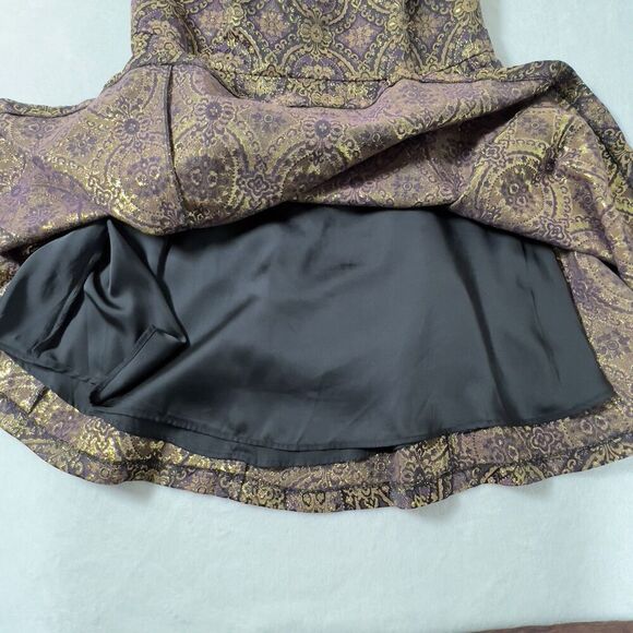 Nordstrom Jaime Arlo Sleeveless Mini Dress Womens Sz 22 Gold Purple Jacquared - Picture 8 of 12